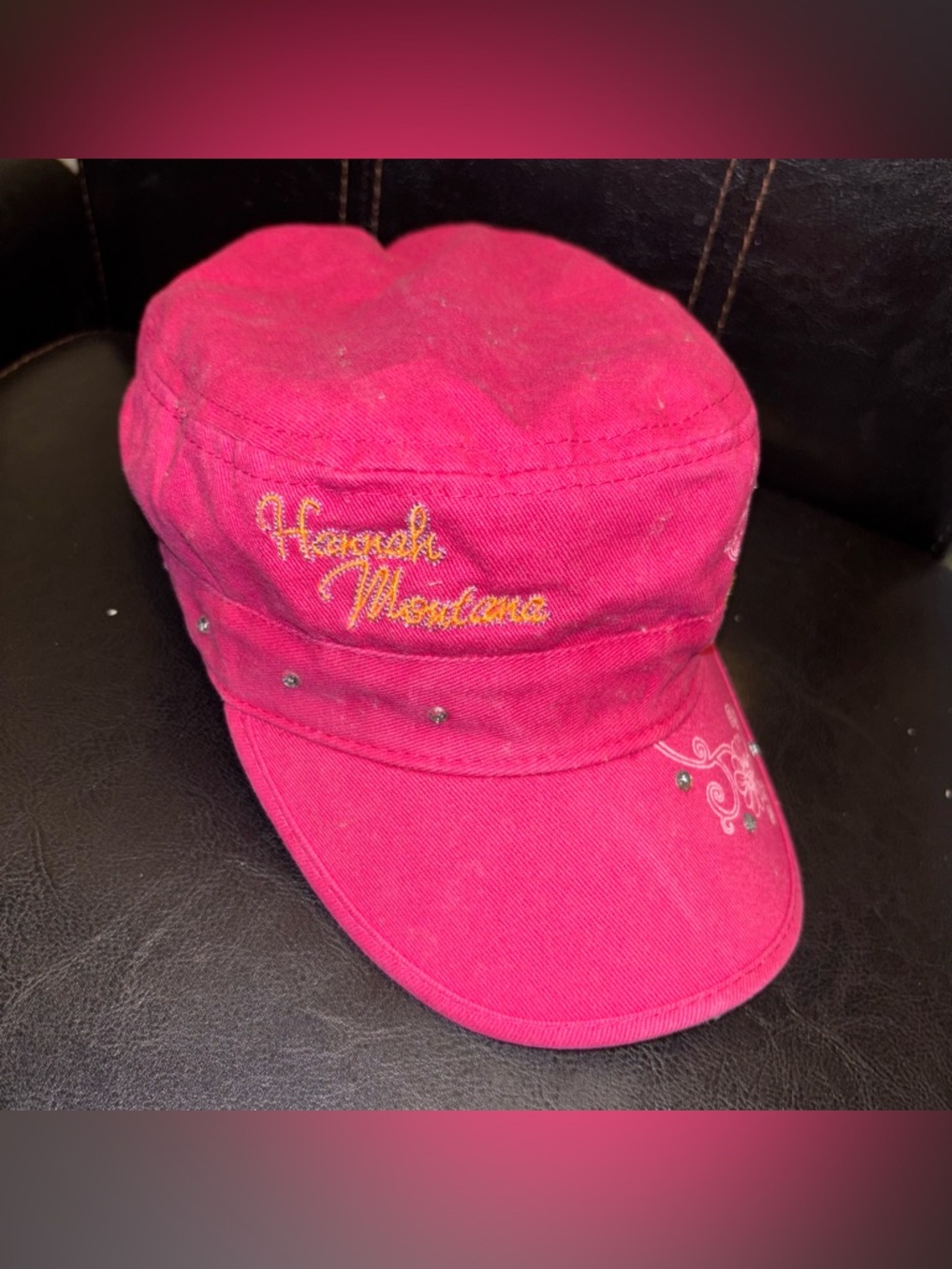 Disney Hannah Montana Miley Cyrus Hot Pink Cadet Cap Hat Y2K